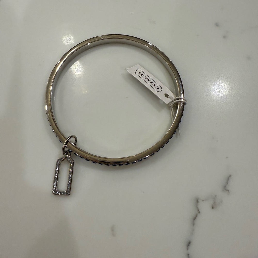 Coach Silver and Blue Minimalist Bangle